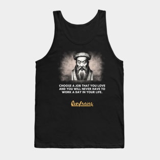 Black and white portrait of Confucius and quote Tank Top